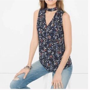 White House Black Market Floral‎ Mock-Neck Top
